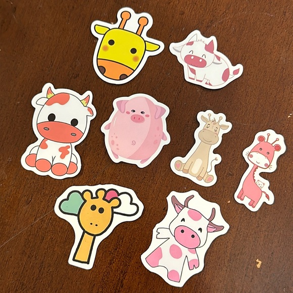NEW Set of 8 cute animal stickers - farm zoo - Picture 1 of 6